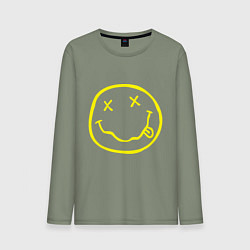 Лонгслив хлопковый мужской NIRVANA на спине, цвет: авокадо