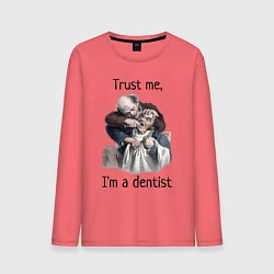 Лонгслив хлопковый мужской Trust me, I'm a dentist, цвет: коралловый