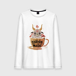 Лонгслив хлопковый мужской Magic Coffee, цвет: белый