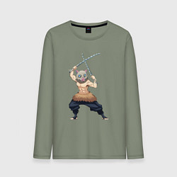 Лонгслив хлопковый мужской KIMETSU NO YAIBA, цвет: авокадо
