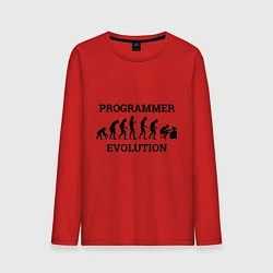 Лонгслив хлопковый мужской Эволюция программиста, цвет: красный