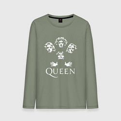 Лонгслив хлопковый мужской QUEEN НА СПИНЕ, цвет: авокадо