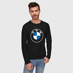 Лонгслив хлопковый мужской BMW LOGO 2020, цвет: черный — фото 2