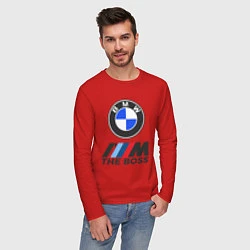 Лонгслив хлопковый мужской BMW BOSS, цвет: красный — фото 2