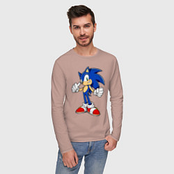 Лонгслив хлопковый мужской Sonic, цвет: пыльно-розовый — фото 2