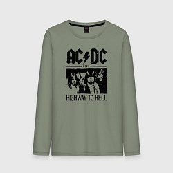 Лонгслив хлопковый мужской ACDC highway to hell, цвет: авокадо
