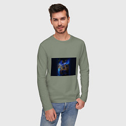 Лонгслив хлопковый мужской Space Geometry, цвет: авокадо — фото 2