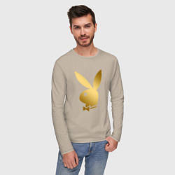 Лонгслив хлопковый мужской PLAYBOY GOLD, цвет: миндальный — фото 2