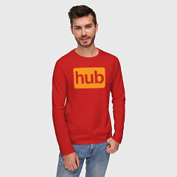 Лонгслив хлопковый мужской Hub, цвет: красный — фото 2