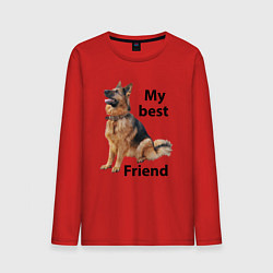 Лонгслив хлопковый мужской Овчарка, цвет: красный