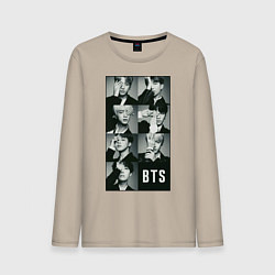 Лонгслив хлопковый мужской BTS, цвет: миндальный