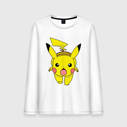 Лонгслив хлопковый мужской ПикачуПикачу, цвет: белый