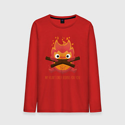 Лонгслив хлопковый мужской My heart burns, цвет: красный