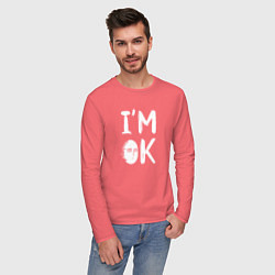 Лонгслив хлопковый мужской IM OK, цвет: коралловый — фото 2