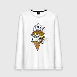 Лонгслив хлопковый мужской Ice Cream Cats, цвет: белый