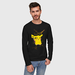 Лонгслив хлопковый мужской Pikachu, цвет: черный — фото 2