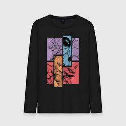 Лонгслив хлопковый мужской Аска и Синдзи, Евангелион, цвет: черный