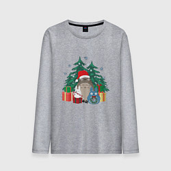 Лонгслив хлопковый мужской New Year Totoro, цвет: меланж