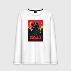 Лонгслив хлопковый мужской Godzilla, цвет: белый
