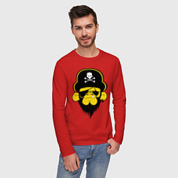 Лонгслив хлопковый мужской Горилла пират, цвет: красный — фото 2