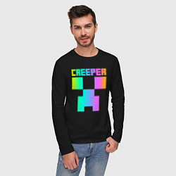 Лонгслив хлопковый мужской MINECRAFT CREEPER, цвет: черный — фото 2