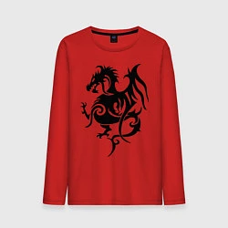 Лонгслив хлопковый мужской Геральдический дракон, цвет: красный