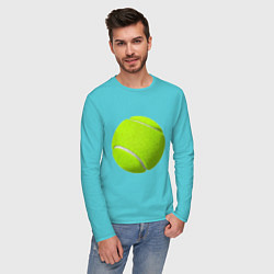 Лонгслив хлопковый мужской Теннис цвета бирюзовый — фото 2