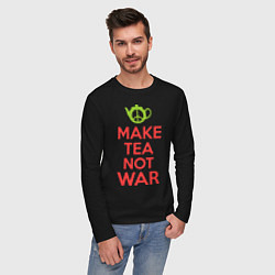 Лонгслив хлопковый мужской Make tea not war, цвет: черный — фото 2