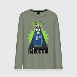 Лонгслив хлопковый мужской Trust me, i'm doctor who, цвет: авокадо