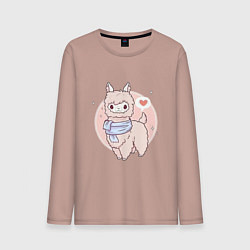 Лонгслив хлопковый мужской Милая лама, цвет: пыльно-розовый