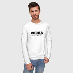 Лонгслив хлопковый мужской Vodka connecting people, цвет: белый — фото 2