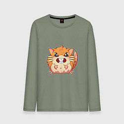 Лонгслив хлопковый мужской Боевой хомяк, цвет: авокадо