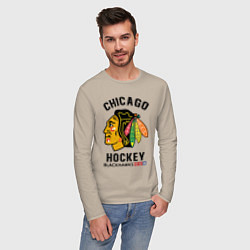 Лонгслив хлопковый мужской CHICAGO BLACKHAWKS NHL, цвет: миндальный — фото 2