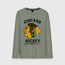 Лонгслив хлопковый мужской CHICAGO BLACKHAWKS NHL, цвет: авокадо