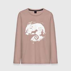 Лонгслив хлопковый мужской Полнолуние Французский бульдог, цвет: пыльно-розовый