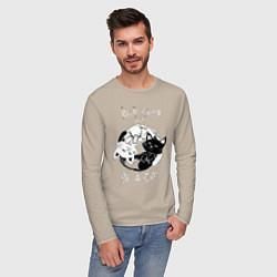 Лонгслив хлопковый мужской Просто будь Котом, цвет: миндальный — фото 2