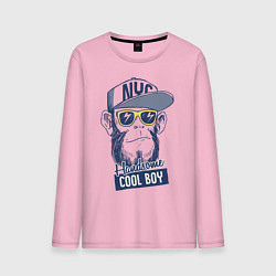 Лонгслив хлопковый мужской Cool monkey, цвет: светло-розовый
