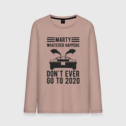 Лонгслив хлопковый мужской Марти - никогда не едь в 2020, цвет: пыльно-розовый