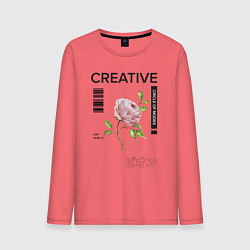 Лонгслив хлопковый мужской CREATIVE, цвет: коралловый