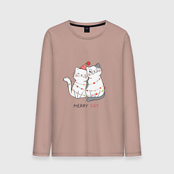 Лонгслив хлопковый мужской Merry Cat, цвет: пыльно-розовый