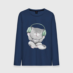 Мужской лонгслив Котенок меломан