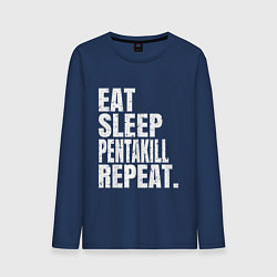 Лонгслив хлопковый мужской EAT SLEEP PENTAKILL REPEAT, цвет: тёмно-синий
