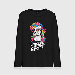 Лонгслив хлопковый мужской Unicorn hipster, цвет: черный