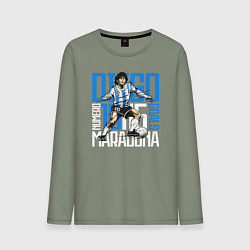 Лонгслив хлопковый мужской 10 Diego Maradona, цвет: авокадо