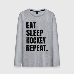 Лонгслив хлопковый мужской EAT SLEEP HOCKEY REPEAT, цвет: меланж