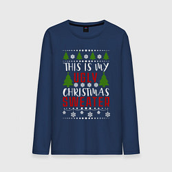 Лонгслив хлопковый мужской My ugly christmas sweater, цвет: тёмно-синий