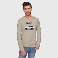 Лонгслив хлопковый мужской Jeep, цвет: миндальный — фото 2