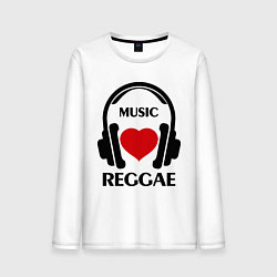 Лонгслив хлопковый мужской Reggae Music is Love, цвет: белый