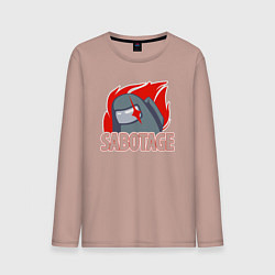 Лонгслив хлопковый мужской Among Us sabotage амонг ас саботаж, цвет: пыльно-розовый