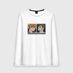 Лонгслив хлопковый мужской Haikyuu!! Miya twins, цвет: белый